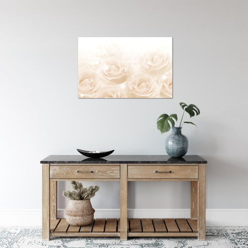 Runa Art Bild Blumen Rosen Modern Wandbilder Wohnzimmer 1 Teilig - Made In Germany - Vintage Beige Flur 017215c