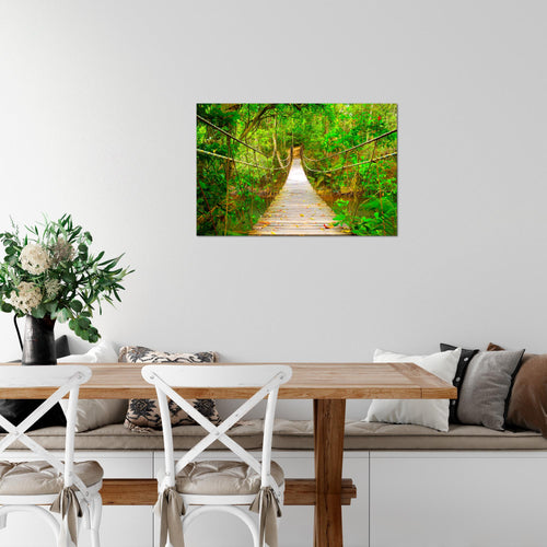 Runa Art Bild Landschaft Brücke Modern Wandbilder Schlafzimmer Wohnzimmer 1 Teilig - Made In Germany - Brücke Grün Beige Flur 607415c