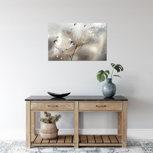 Runa Art Bild Blumen Pusteblumen Modern Wandbilder Wohnzimmer 1 Teilig - Made In Germany - Morgentau Braun Flur 043115a