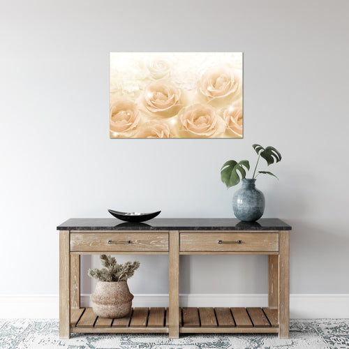 Runa Art Bild Blumen Rosen Modern Wandbilder Wohnzimmer 1 Teilig - Made In Germany - Vintage Beige Flur 017215b