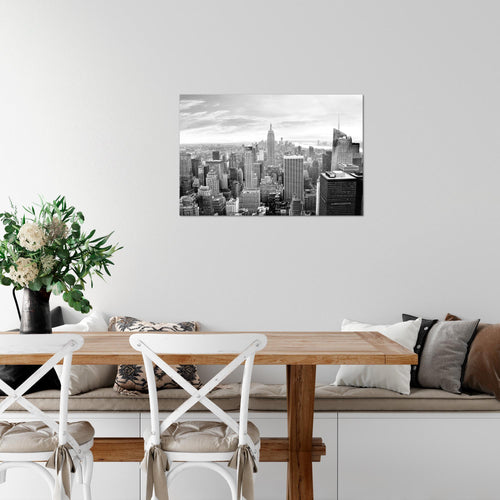 Runa Art Bild New York Skyline Modern Wandbilder Wohnzimmer Büro 1 Teilig - Made In Germany - Städte Schwarz Weiss Flur 010215c
