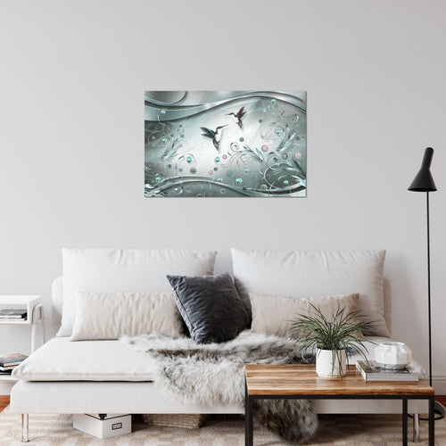 Runa Art Bild Vintage Vogel Modern Wandbilder Wohnzimmer Schlafzimmer 1 Teilig - Made In Germany - Abstrakt Türkis Grau Flur 038315b