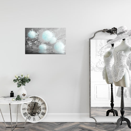 Runa Art Bild Pusteblumen Modern Wandbilder Wohnzimmer Schlafzimmer 1 Teilig - Made In Germany - Abstrakt Grau Türkis Flur 044215c