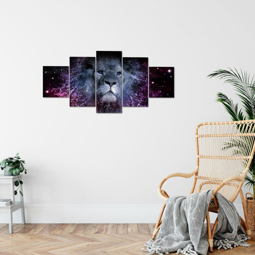 Runa Art Wandbilder Sternzeichen Löwe 5 Teilig Bild auf Vlies Leinwand Deko Wohnzimmer Schlafzimmer Abstrakt Tiere Lila 040752c