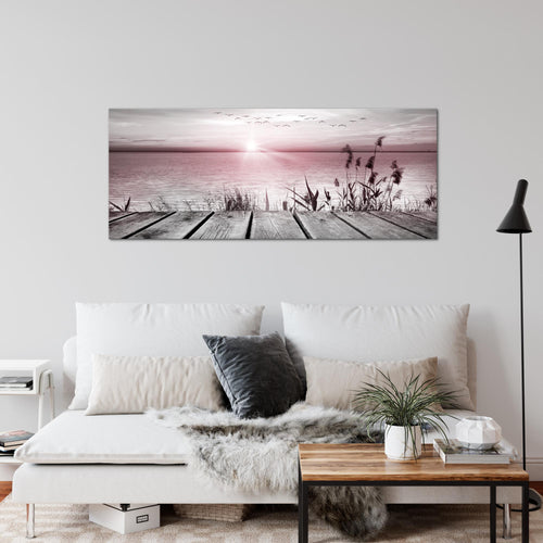 Runa Art Wandbild Blumen Pflanzen 100 x 40 cm Modern Bild auf Vlies Leinwand Rosa Wohnzimmer Schlafzimmer Büro Positive Energie 034312b