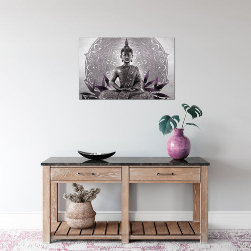 Runa Art Bild Buddha Modern Wandbilder Wohnzimmer Schlafzimmer 1 Teilig - Made In Germany - Orientalisch Schwarz Weiss Flur 031215c