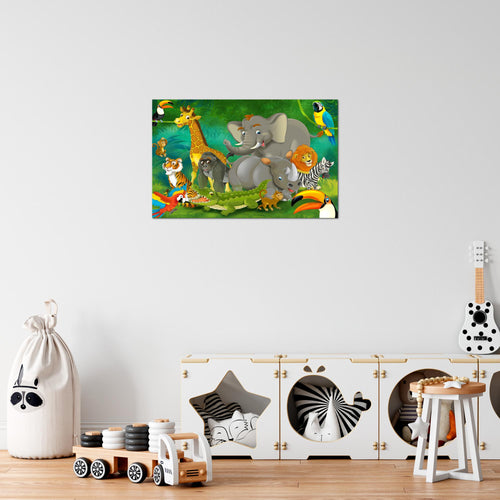 Runa Art Bild Tiere Dschungel Modern Wandbilder Spielzimmer Baby 1 Teilig - Made In Germany - Kinderzimmer Bunt Flur 001815a