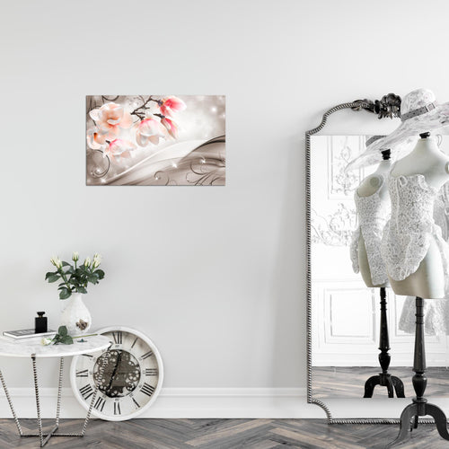 Runa Art Bild Blumen Abstrakt Modern Wandbilder Wohnzimmer 1 Teilig - Made In Germany - Diamant Beige Braun Flur 035315b