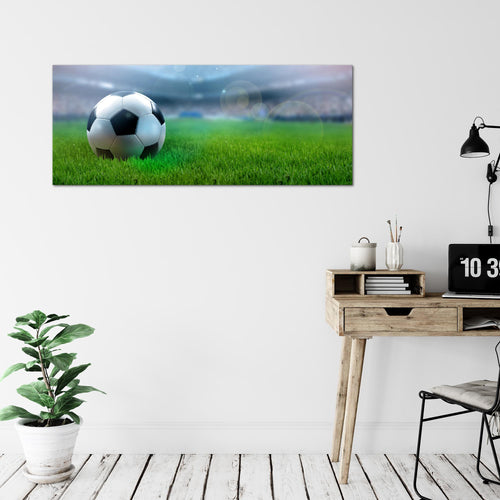 Runa Art Wandbild Fussball 1 Teilig 100 x 40 cm Modern Bild auf Vlies Leinwand Sport Wohnzimmer Schlafzimmer Grün 402412a