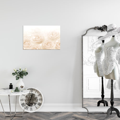 Runa Art Bild Blumen Rosen Modern Wandbilder Wohnzimmer 1 Teilig - Made In Germany - Vintage Beige Flur 017215c