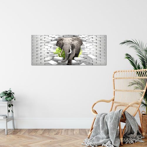 Runa Art Wandbild Elefant Abstrakt 1 Teilig 100 x 40 cm Modern Bild auf Vlies Leinwand Tiere Wohnzimmer Schlafzimmer Bunt 037412b