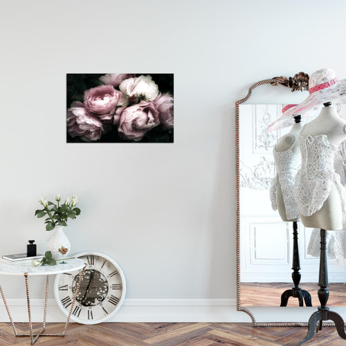 Runa Art Bild Blumen Rosen Modern Wandbilder Wohnzimmer 1 Teilig - Made In Germany - Vintage Schwarz Bunt Flur 039115a