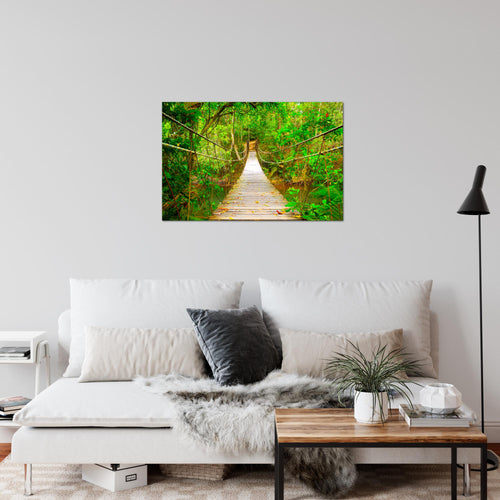 Runa Art Bild Landschaft Brücke Modern Wandbilder Schlafzimmer Wohnzimmer 1 Teilig - Made In Germany - Brücke Grün Beige Flur 607415c
