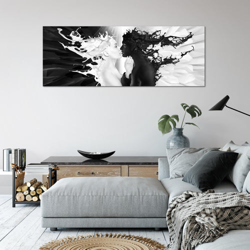 Runa Art Wandbild Blumen Pflanzen 100 x 40 cm Modern Bild auf Vlies Leinwand Weiß Wohnzimmer Schlafzimmer Büro Blumen 005012b