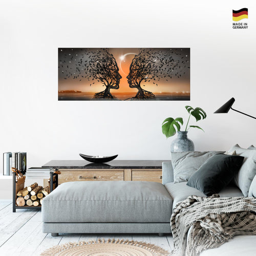Runa Art Wandbild Abstrakt 100 x 40 cm Modern Bild auf Vlies Leinwand Orange Wohnzimmer Schlafzimmer Büro Gesichter 044812c