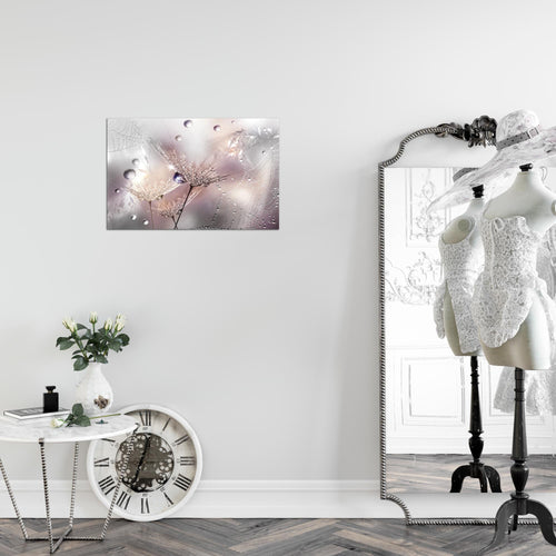 Runa Art Bild Blumen Pusteblumen Modern Wandbilder Wohnzimmer 1 Teilig - Made In Germany - Morgentau Rosa Grau Flur 043115b