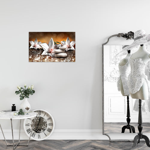 Runa Art Bild Blumen Lilien Modern Wandbilder Wohnzimmer 1 Teilig - Made In Germany - Abstrakt Beige Braun Flur 035815a