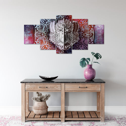 Runa Art Wandbilder Mandala Abstrakt 5 Teilig Bild auf Vlies Leinwand Deko Wohnzimmer Schlafzimmer Orientalisch Lila Violett 040152b