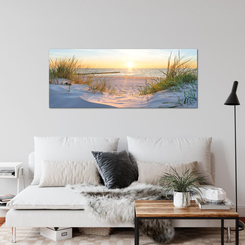 Runa Art Wandbild Landschaft 100 x 40 cm Modern Bild auf Vlies Leinwand Sand Wohnzimmer Schlafzimmer Büro Strand 041712a