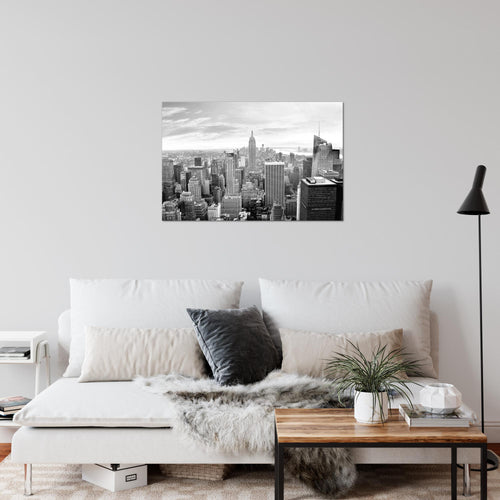 Runa Art Bild New York Skyline Modern Wandbilder Wohnzimmer Büro 1 Teilig - Made In Germany - Städte Schwarz Weiss Flur 010215c