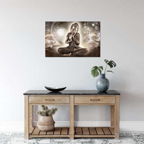 Runa Art Bild Buddha Zen Modern Wandbilder Wohnzimmer Schlafzimmer 1 Teilig - Made In Germany - Feng Shui Braun Flur 041615a