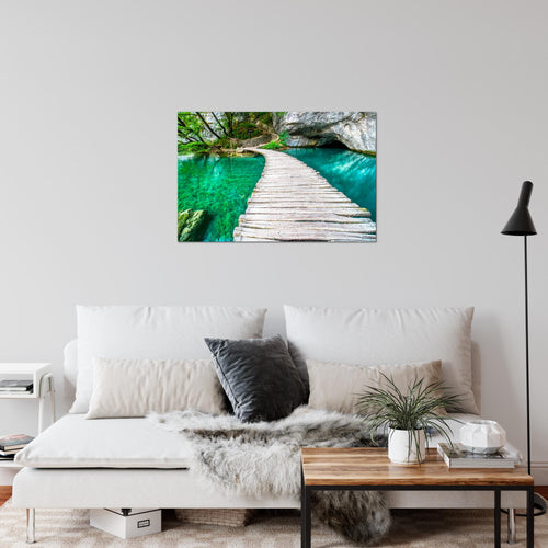 Runa Art Bild Landschaft Brücke Modern Wandbilder Schlafzimmer Wohnzimmer 1 Teilig - Made In Germany - Natur Grün Beige Flur 607415b