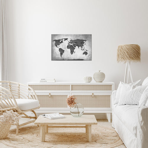 Runa Art Bild Weltkarte Modern Wandbilder Wohnzimmer Büro 1 Teilig - Made In Germany - Vintage Antik Braun Flur 104015b