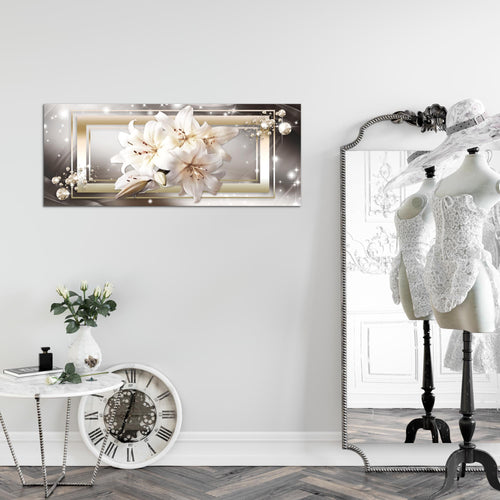 Runa Art Wandbild Blumen Pflanzen 100 x 40 cm Modern Bild auf Vlies Leinwand Weiß Wohnzimmer Schlafzimmer Büro Blumen 021712a