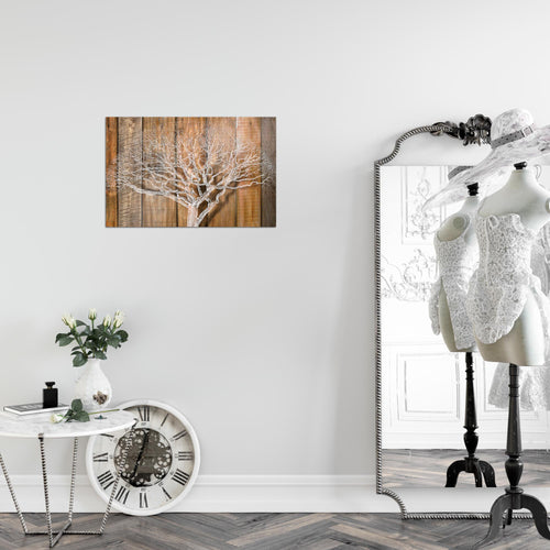 Runa Art Bild Baum Abstrakt Modern Wandbilder Wohnzimmer 1 Teilig - Made In Germany - Holzmotiv Beige Braun Flur 039915a