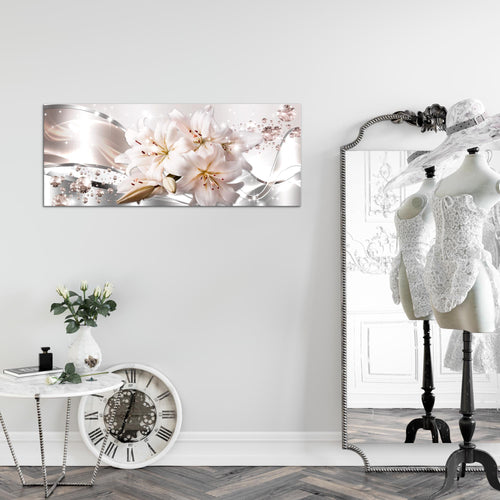 Runa Art Wandbild Blumen Pflanzen 100 x 40 cm Modern Bild auf Vlies Leinwand Weiß Wohnzimmer Schlafzimmer Büro Blumen 021812a