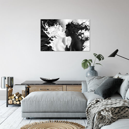Runa Art Bild Milk und Coffee Modern Wandbilder Wohnzimmer Schlafzimmer 1 Teilig - Made In Germany - Liebe Schwarz Weiss Flur 005015b