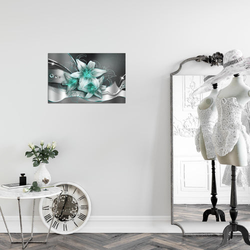 Runa Art Bild Blumen Lilien Modern Wandbilder Wohnzimmer 1 Teilig - Made In Germany - Abstrakt Schwarz Türkis Flur 039615b
