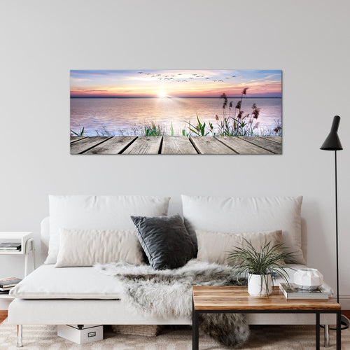Runa Art Wandbild Blumen Pflanzen 100 x 40 cm Modern Bild auf Vlies Leinwand Grün Wohnzimmer Schlafzimmer Büro Positive Energie 034312a