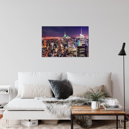 Runa Art Bild New York Skyline Modern Wandbilder Wohnzimmer Büro 1 Teilig - Made In Germany - Städte Violett Lila Flur 036215a