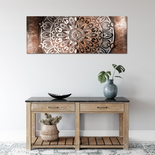 Runa Art Wandbild Mandala Abstrakt 1 Teilig 100 x 40 cm Modern Bild auf Vlies Leinwand Kupfer Wohnzimmer Schlafzimmer Beige Braun 040112c