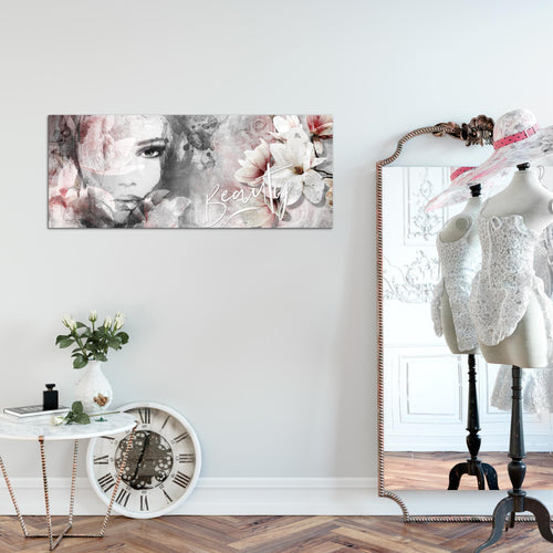 Runa Art Wandbild Blumen Vintage 1 Teilig 100 x 40 cm Modern Bild auf Vlies Leinwand Frau Wohnzimmer Bunt 039312a