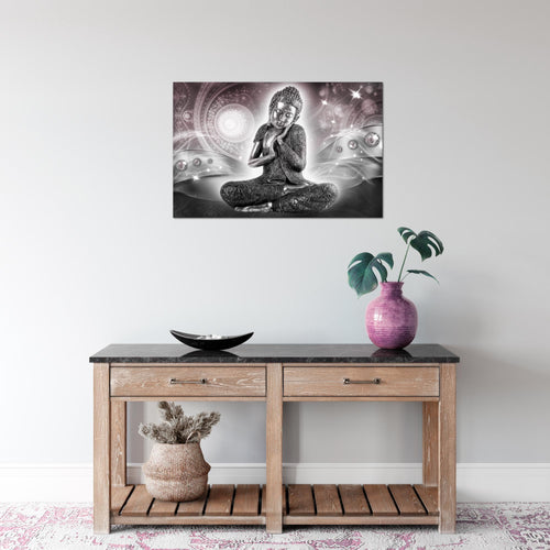 Runa Art Bild Buddha Zen Modern Wandbilder Wohnzimmer Schlafzimmer 1 Teilig - Made In Germany - Feng Shui Rosa Grau Flur 041615c