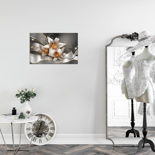 Runa Art Bild Blumen Lilien Modern Wandbilder Wohnzimmer 1 Teilig - Made In Germany - Abstrakt Gelb Gold Flur 039615a
