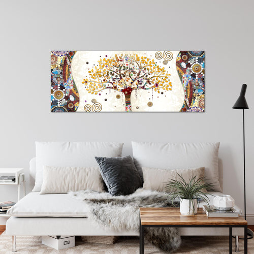 Runa Art Wandbild Landschaft 100 x 40 cm Modern Bild auf Vlies Leinwand Grün Wohnzimmer Schlafzimmer Büro Natur 004612a