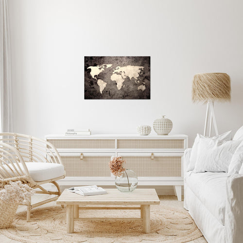 Runa Art Bild Weltkarte Modern Wandbilder Wohnzimmer Büro 1 Teilig - Made In Germany - Vintage Antik Braun Flur 101715c