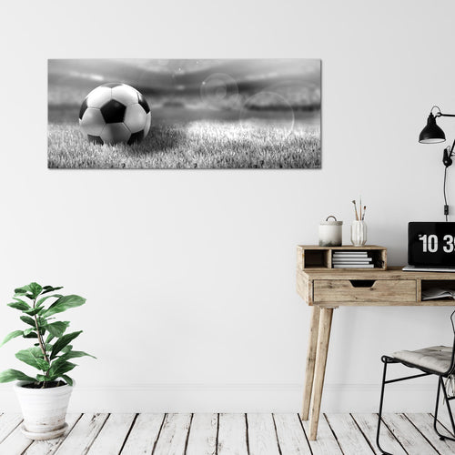 Runa Art Wandbild Fussball 1 Teilig 100 x 40 cm Modern Bild auf Vlies Leinwand Sport Wohnzimmer Schlafzimmer Grau 402412b