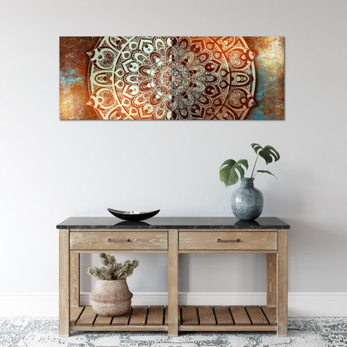 Runa Art Wandbild Mandala Abstrakt 1 Teilig 100 x 40 cm Modern Bild auf Vlies Leinwand Kupfer Wohnzimmer Schlafzimmer Beige Braun 040112a