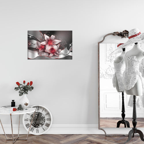 Runa Art Bild Blumen Lilien Modern Wandbilder Wohnzimmer 1 Teilig - Made In Germany - Abstrakt Schwarz Rot Flur 039615c