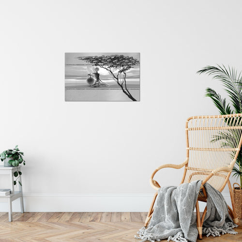 Runa Art Bild Afrika Modern Wandbilder Wohnzimmer Schlafzimmer Büro 1 Teilig - Made In Germany - Grau Frau Flur 000915c