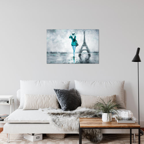 Runa Art Bild Paris Eifelturm Modern Wandbilder Wohnzimmer Schlafzimmer 1 Teilig - Made In Germany - Abstrakt Türkis Grau Flur 035615b