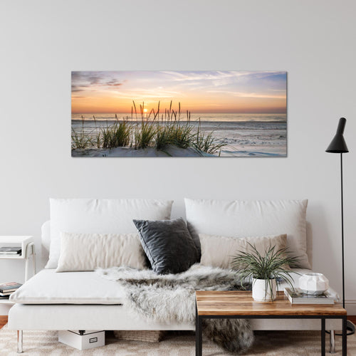 Runa Art Wandbild Landschaft 100 x 40 cm Modern Bild auf Vlies Leinwand Grün Wohnzimmer Schlafzimmer Büro Waschbären 043712a