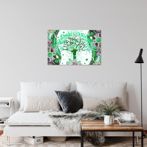 Runa Art Bild Modern Wandbilder Wohnzimmer Schlafzimmer 1 Teilig - Made In Germany - Gustav Klimt - Baum des Lebens Grün Flur 004615b