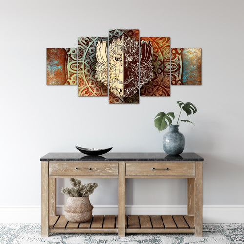 Runa Art Wandbilder Mandala Abstrakt 5 Teilig Bild auf Vlies Leinwand Deko Wohnzimmer Schlafzimmer Kupfer Beige Braun 040152a