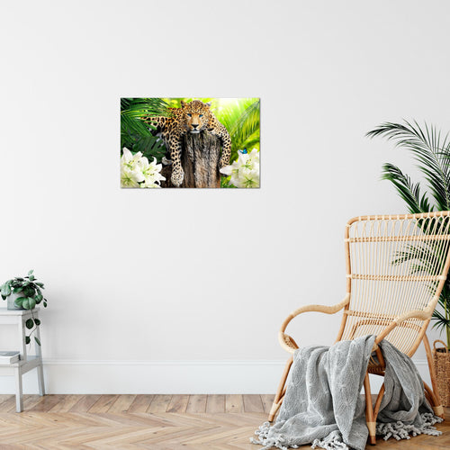 Runa Art Bild Afrika Leopard Modern Wandbilder Wohnzimmer Schlafzimmer 1 Teilig - Made In Germany - Natur Savanne Grün Flur 006715a