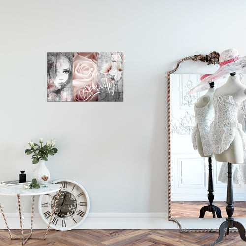 Runa Art Bild Blumen Vintage Modern Wandbilder Wohnzimmer 1 Teilig - Made In Germany - Frau Bunt Flur 039315a
